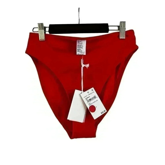 NWT Good American Women’s Good Waist Swim Bikini Bottom Red Size 0 - Picture 1 of 4